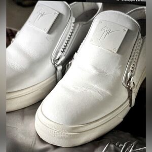 Giuseppe Zanotti Womens London Moc Donna Leather Zip Sneakers White 39.5 US 9
